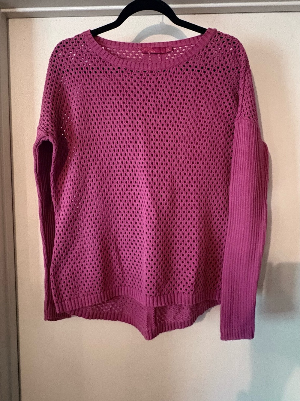 prAna Open Knit Crochet Mesh Asymmetrical Pullover Sweater - Size M